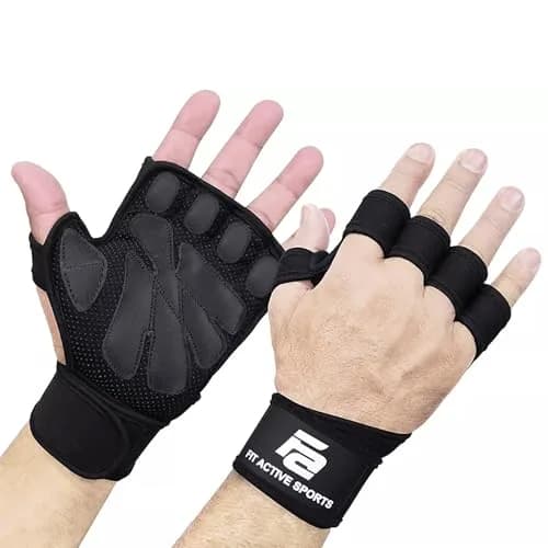 Fit Active Sports Gym Workout Gloves for Men Women Weight Lifting, Small | Ambidextrous Neoprene with Built-In Wrist Wraps thumbnail 1