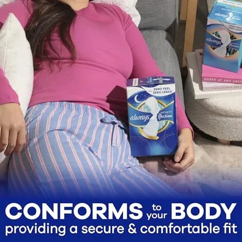 Always Infinity Feminine Pads with FlexFoam, Size 5 Extra Heavy Overnight, 132 Count (6 Packs of 22) | Dermatologically Tested by Skin Health Alliance thumbnail 7