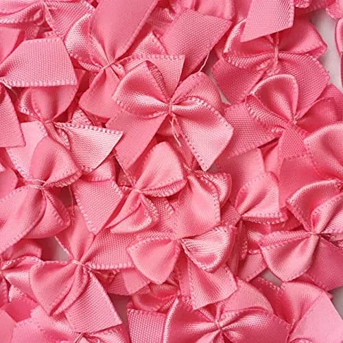Chenkou Craft Red Mini Satin Ribbon Bows 25x20mm (60-Pack) | DIY Craft Embellishments — fushia