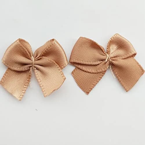 Chenkou Craft Mini Satin Ribbon Bows Flowers 25x20mm Brown | 60pcs for DIY Crafts thumbnail 3