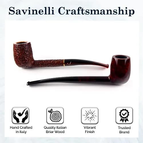 Savinelli Bing's Collection - Long Straight Billiard (Rustic Finish) | Handcrafted Italian Briar Pipe thumbnail 9