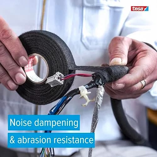 tesa 51608 Noise Damping PET Fleece Automotive Wire Harness Tape, Black, 19mm x 25m (0.75in x 27yds) | Automotive Grade thumbnail 2