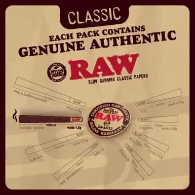 RAW Classic King Size Pre-Rolled Cones 100 Count | Slow Burning Unbleached Fibers with Tips thumbnail 3