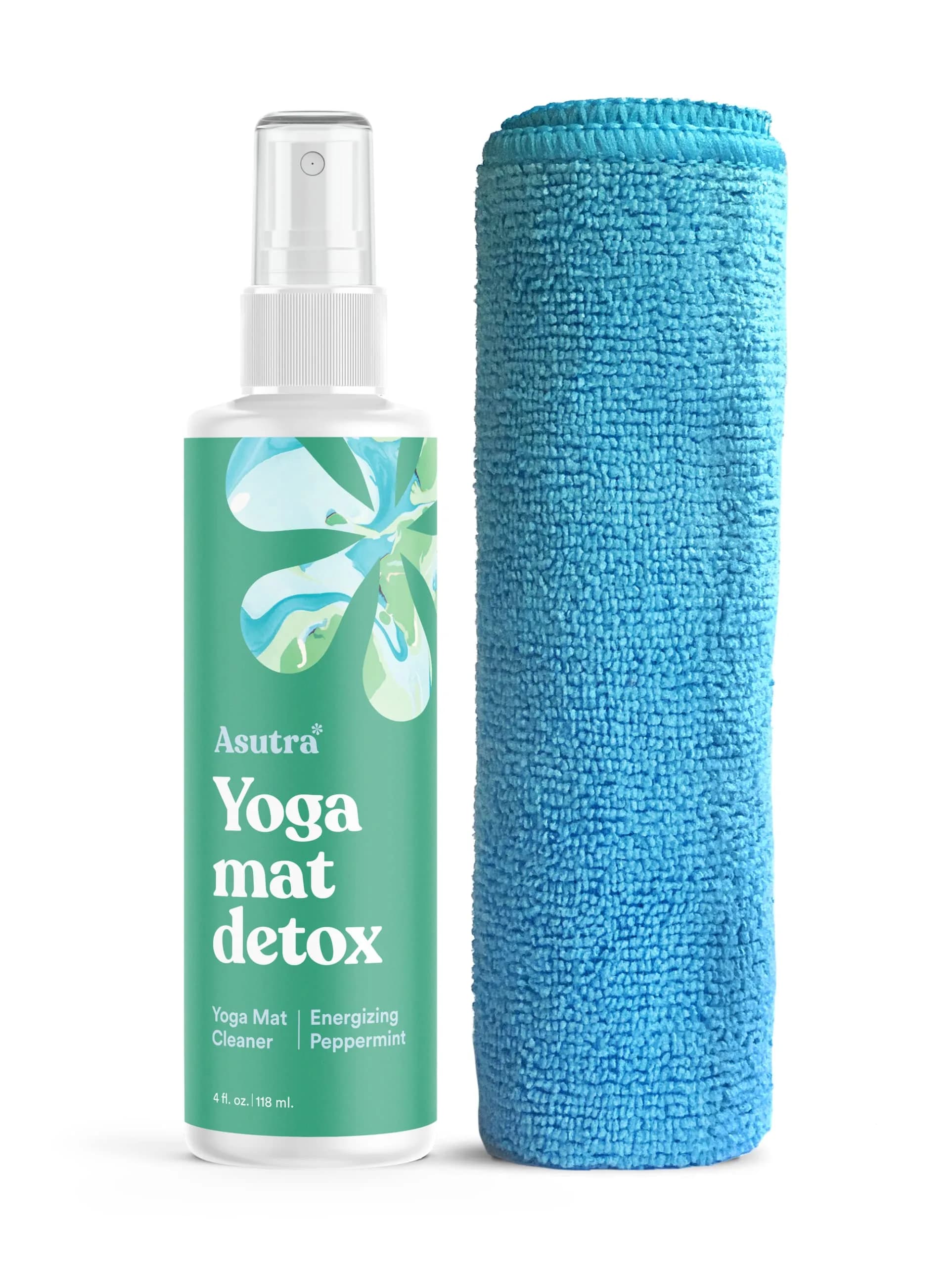 ASUTRA Organic Yoga Mat Cleaner Spray 4 fl oz | No Residue, Essential Oils, Deep-Cleansing — Energizing Peppermint