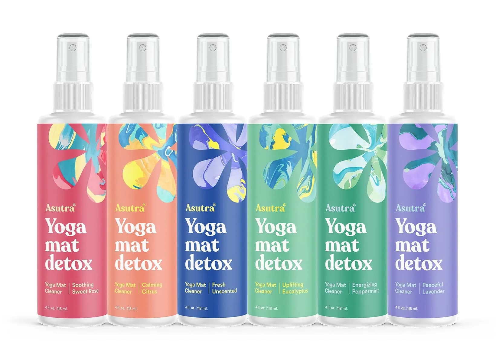 ASUTRA Organic Yoga Mat Cleaner Spray 4 fl oz | No Residue, Essential Oils, Deep-Cleansing — Variety Scents