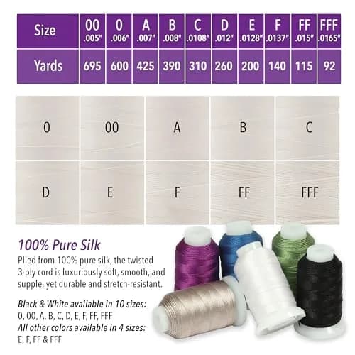 The Beadsmith Pure Silk Cord – Ecru, Size FFF (0.419 mm/0.0165”), 92 Yards (276 ft) thumbnail 5