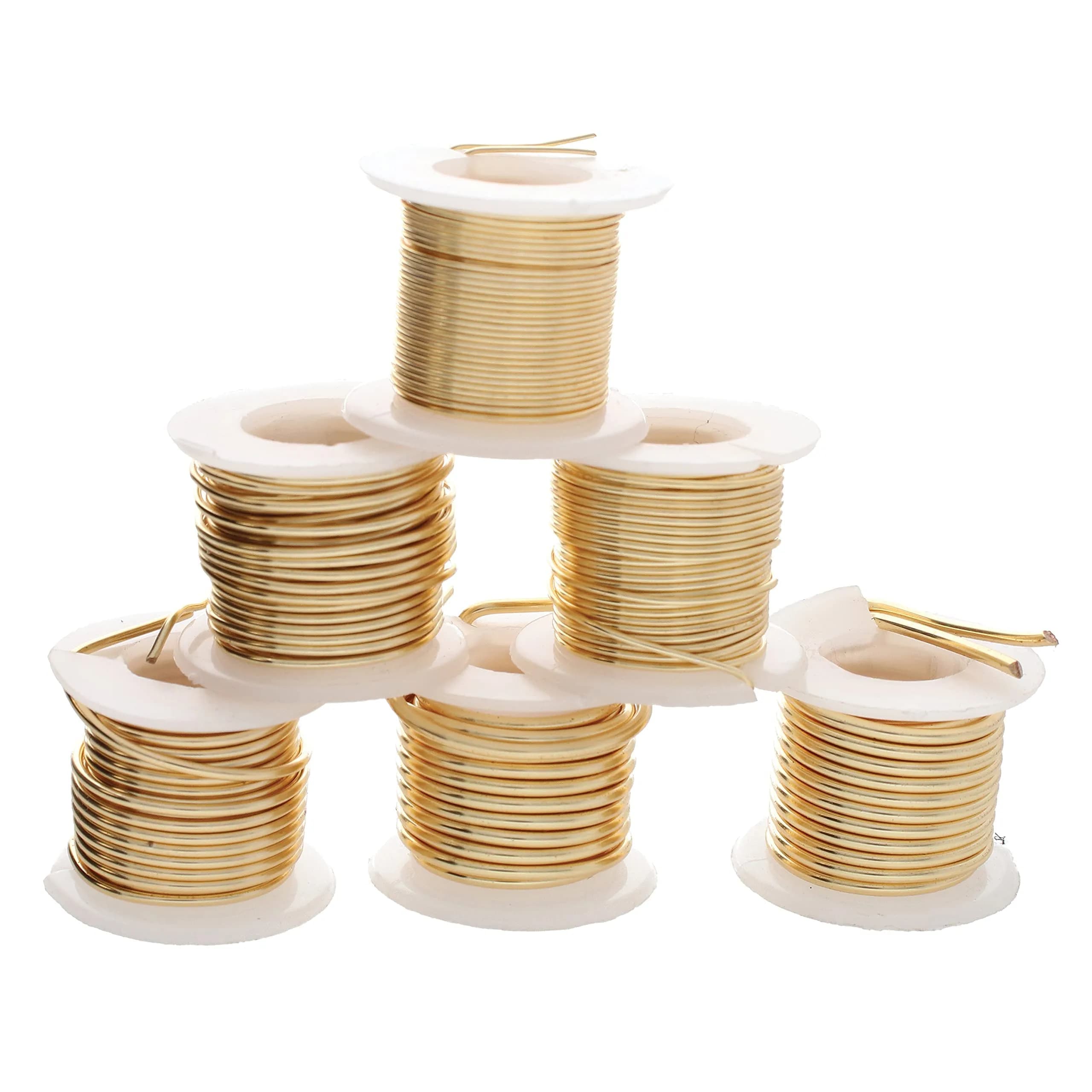 The Beadsmith Craft Wire Assortment 24 Gauge (213 in / 5.5 m) | Tarnish-Resistant Copper Wire for Jewelry Making — Gold / 16-24 Gauge