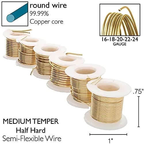 The Beadsmith Craft Wire Assortment Gold Color 16-24 Gauge | Tarnish-Resistant Copper Wire for Jewelry Making thumbnail 4