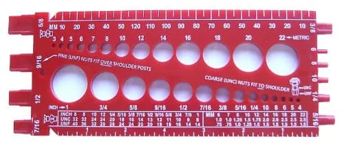 Stainless Town Nut Bolt Thread Gauge (Red) - Measures Diameter, Thread Pitch & Length - Fractional #4 to 1" & Metric 3mm to 22mm thumbnail 1