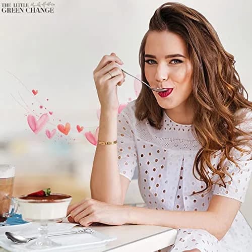 The Little Green Change Silver Heart Shaped Tea Spoons | 6 Pcs Small Coffee & Dessert Spoons, 5.6" thumbnail 5