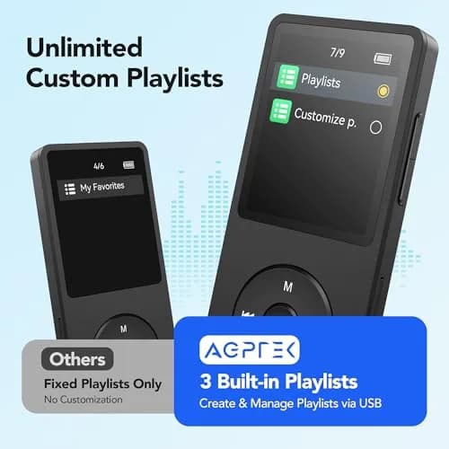 AGPTEK A02S MP3 Player 16GB Black | 70-Hour Playback Lossless Sound thumbnail 7