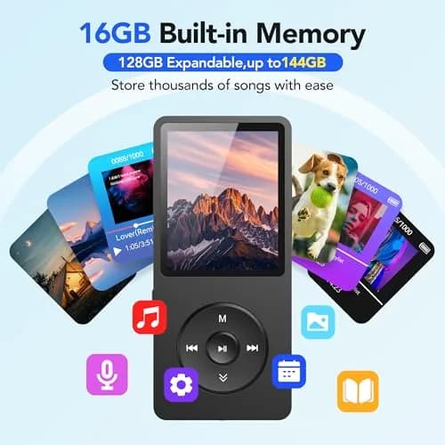 AGPTEK A02S MP3 Player 16GB Black | 70-Hour Playback Lossless Sound thumbnail 3