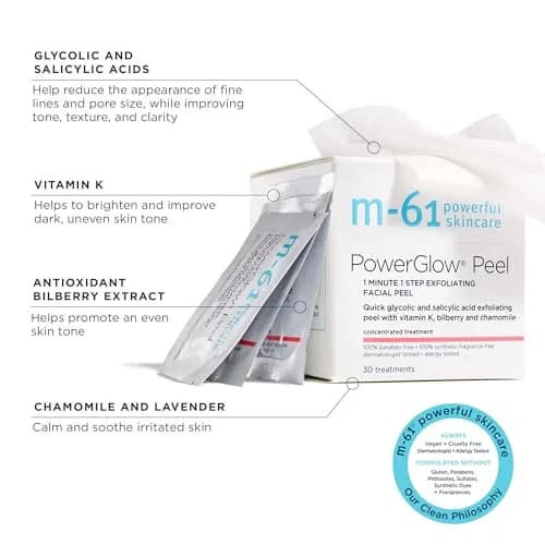 m-61 PowerGlow Peel Exfoliating Facial Peel 10 Treatments | 1-Minute, At-Home Skin Resurfacing thumbnail 6