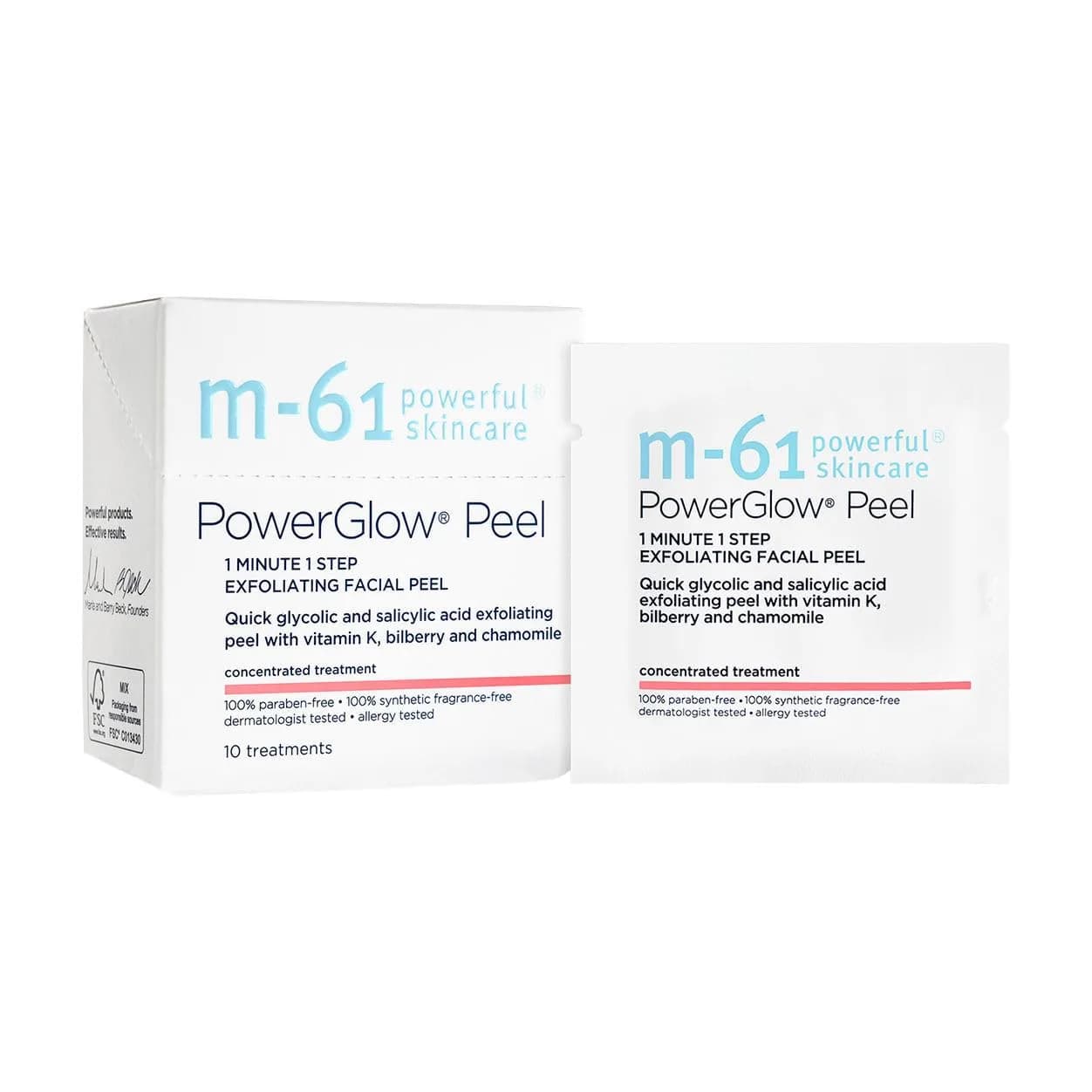 m-61 PowerGlow Peel Exfoliating Facial Peel 10 Treatments | 1-Minute, At-Home Skin Resurfacing - main product image
