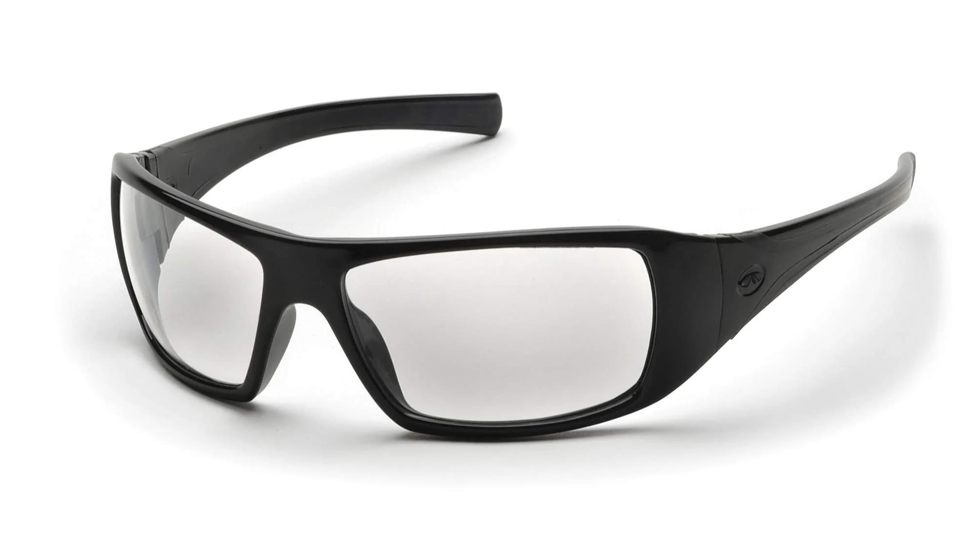 Pyramex Goliath Safety Glasses Black Frame Clear Anti-Fog Lens | ANSI Z87.1+ Certified