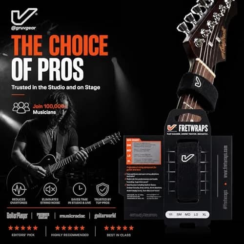 Gruv Gear Fret Wrap & Guitar Mute, Small Black | String Dampener for Acoustic, Electric & Bass thumbnail 5