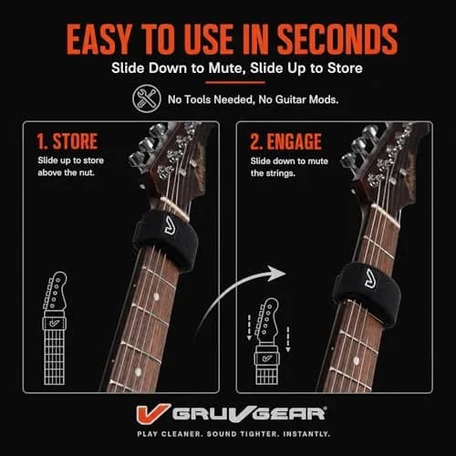 Gruv Gear Fret Wrap & Guitar Mute Medium Black 1 Pack (Fits 5 String Bass, 7 String Guitar) | Eliminates Unwanted String Noise Instantly thumbnail 6