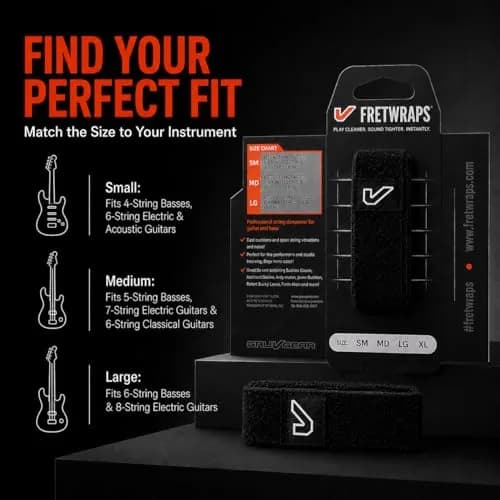 Gruv Gear Fret Wrap & Guitar Mute Medium Black 1 Pack (Fits 5 String Bass, 7 String Guitar) | Eliminates Unwanted String Noise Instantly thumbnail 8