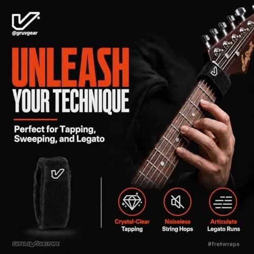 Gruv Gear Fret Wrap & Guitar Mute Medium Black 1 Pack (Fits 5 String Bass, 7 String Guitar) | Eliminates Unwanted String Noise Instantly thumbnail 9