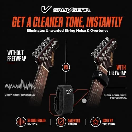 Gruv Gear Fret Wrap & Guitar Mute Medium Black 1 Pack (Fits 5 String Bass, 7 String Guitar) | Eliminates Unwanted String Noise Instantly thumbnail 2