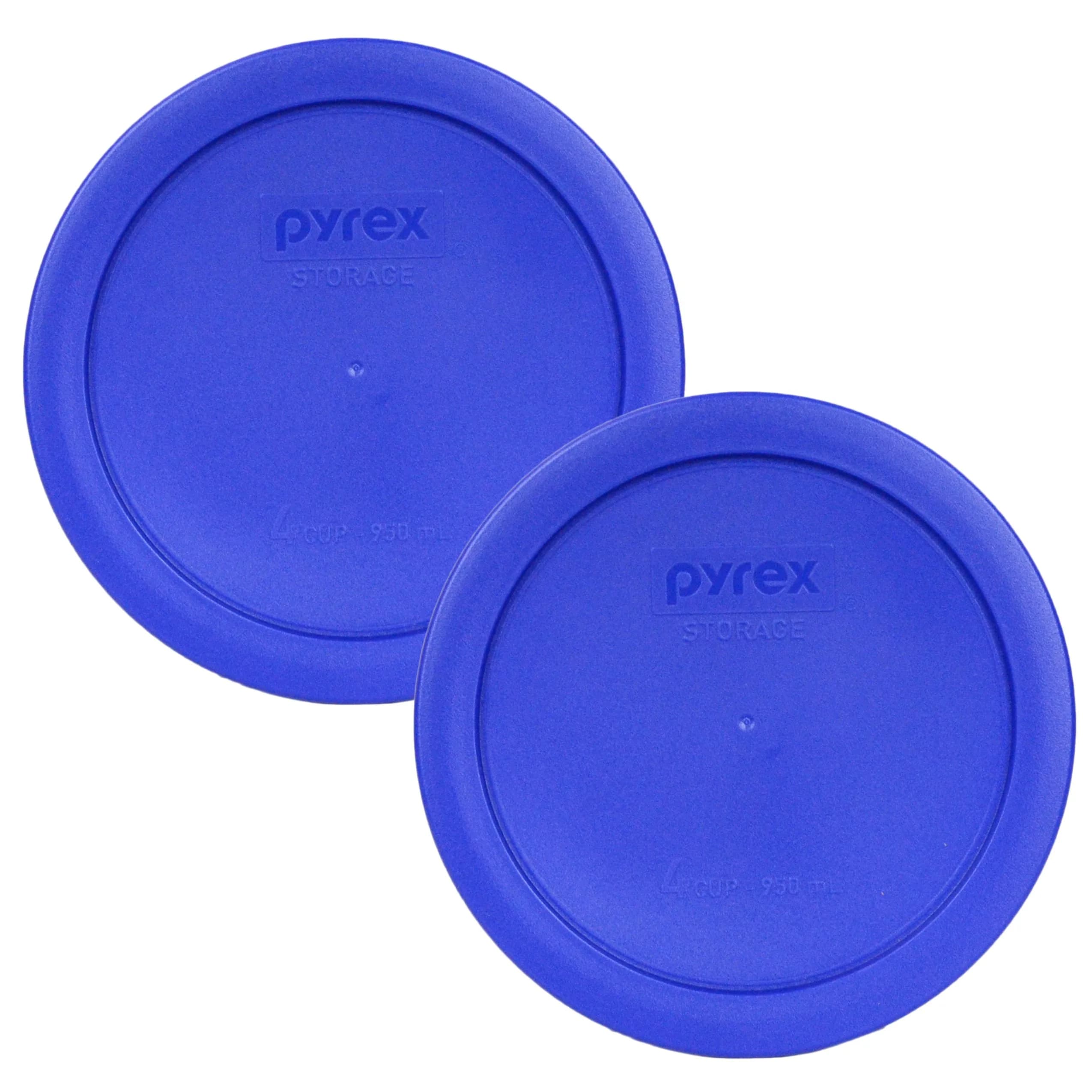 Pyrex 7201-PC 4-Cup Round Plastic Lids 950ml (2-Pack) | BPA-Free, Microwave Safe, Dishwasher Safe