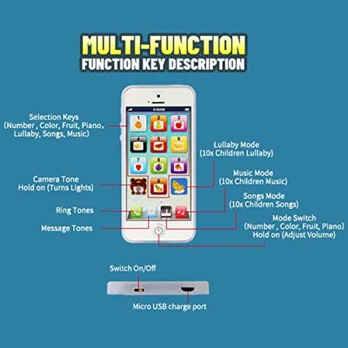 Cooplay White Smart Phone Toy Music Lullaby YPhone Touch Screen 12.5cm x 5.8cm | Educational music & language learning thumbnail 4