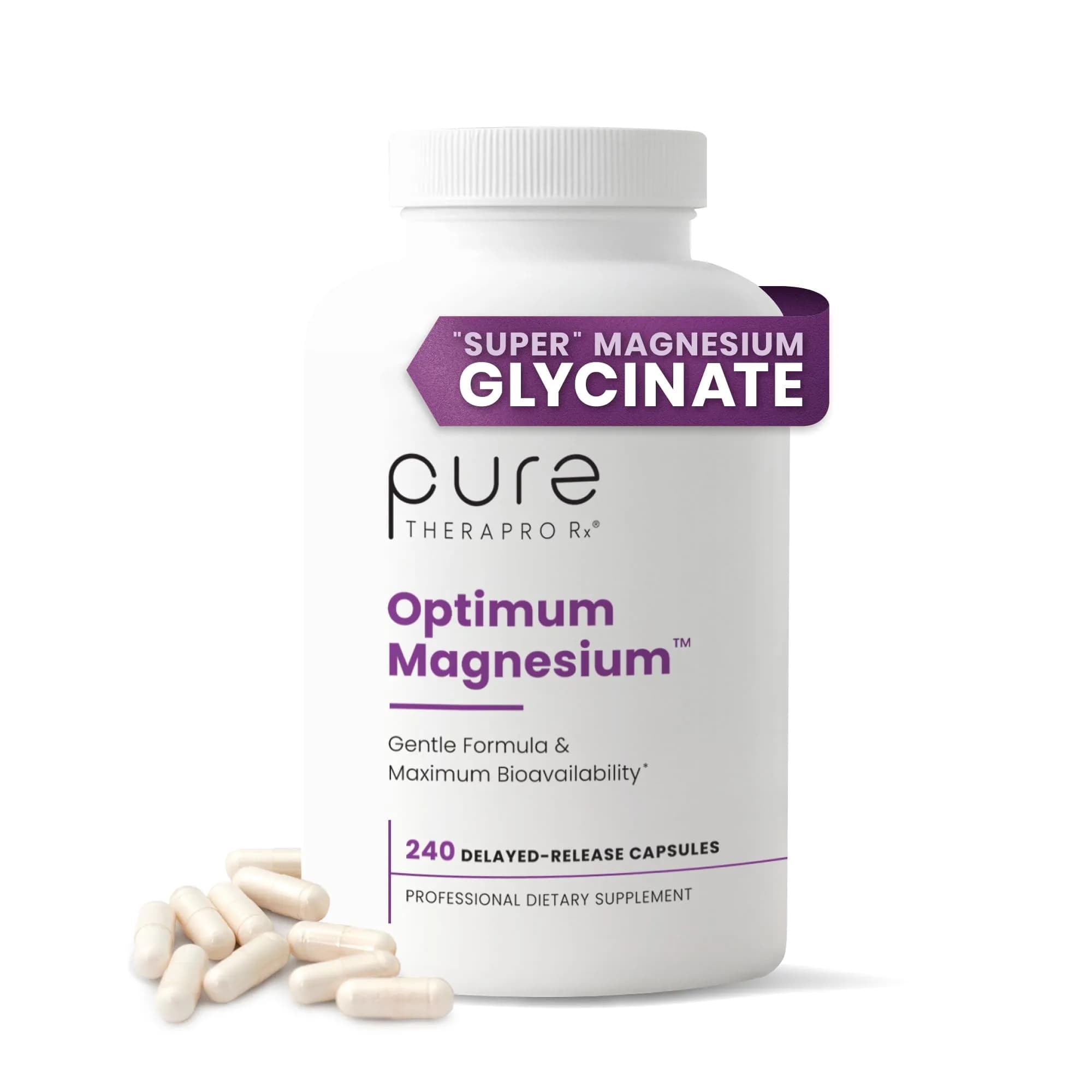 Pure Therapro Rx Optimum Magnesium 240 Capsules | Supports Energy & Sleep, Chelated for Absorption, Made in USA - main product image