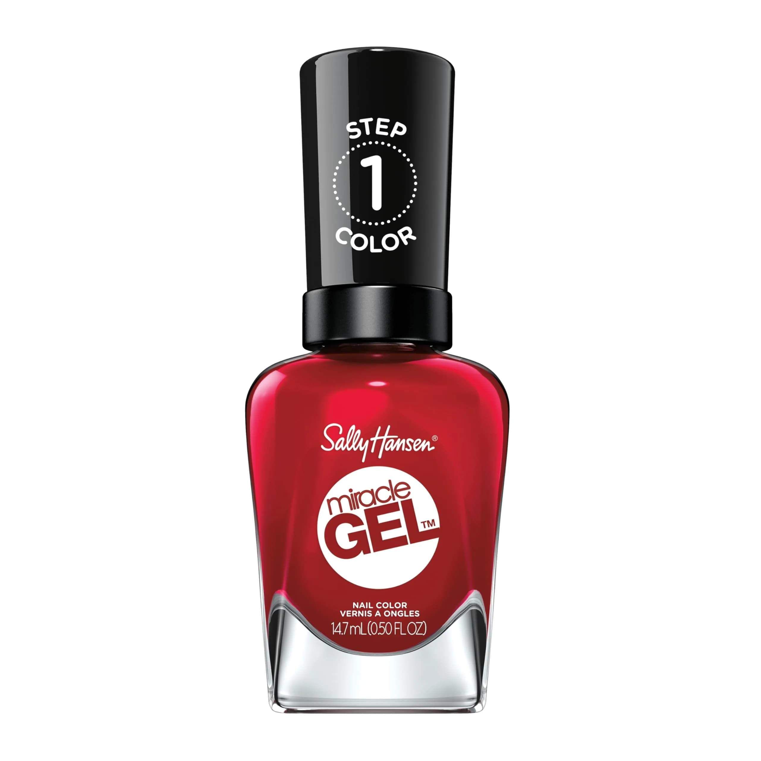 Sally Hansen Miracle Gel Nail Polish 0.5 Fl Oz | Long Lasting, No UV Needed, Vegan, Glossy, Wine Stock — 449 Rhapsody Red