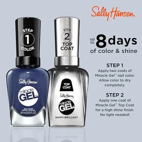 Sally Hansen Miracle Gel Nail Polish 0.5 Fl Oz | No UV Needed, Long Lasting, Vegan, Opaque Navy Blue thumbnail 2