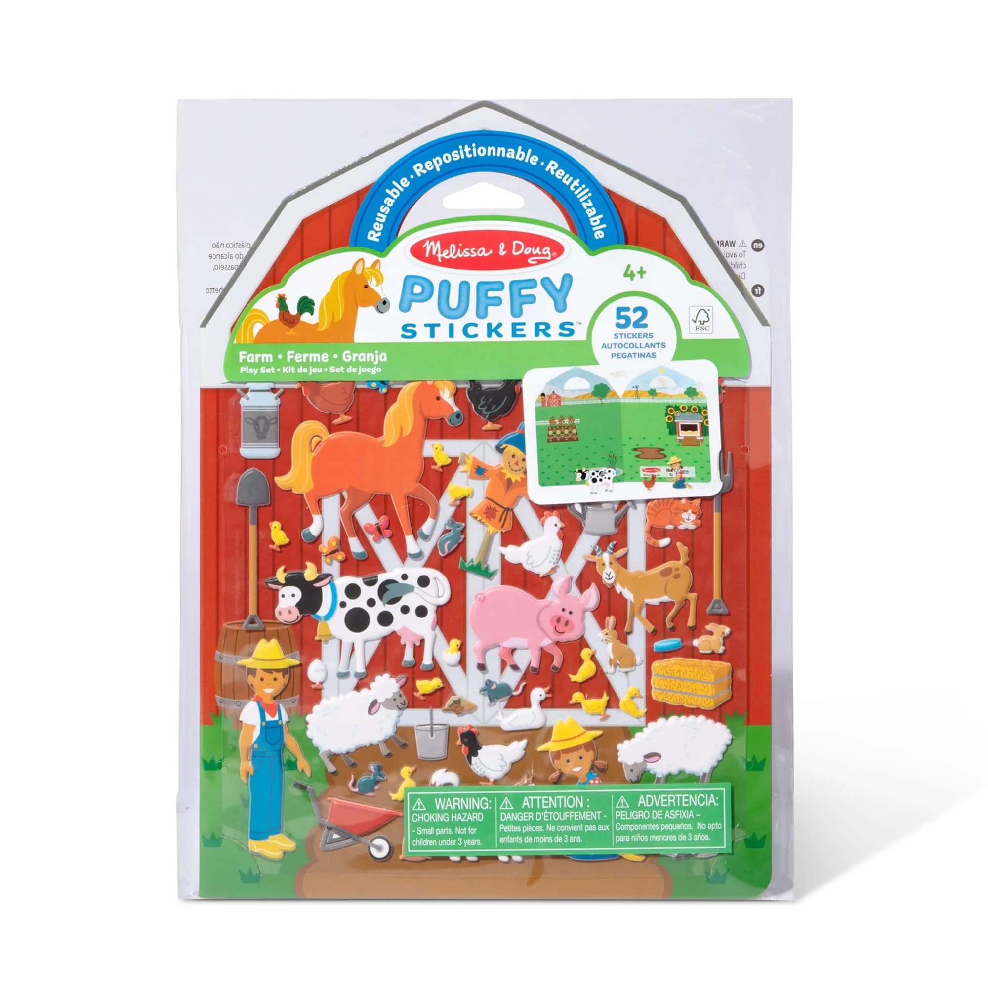 Melissa & Doug Puffy Sticker Play Set – On The Farm, 52 Reusable Stickers with 2 Scenes | Creative Farm Fun for Kids 4+ thumbnail 1
