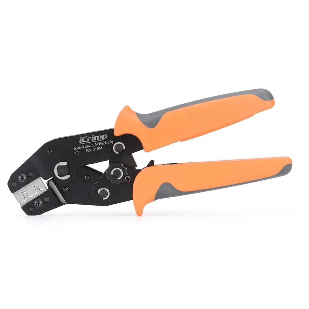 IWISS SN-2549 Ratcheting Wire Crimping Tool for Dupont & JST Terminals, AWG28-18 (0.08-1.0mm²) | Precision Crimping Pliers — Grey