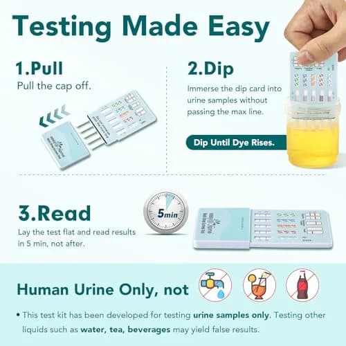 Easy@Home 5 Panel Urine Drug Test Kit, 25 Count | Detects THC, Cocaine, Opiates, Amphetamines & Oxazepam thumbnail 3