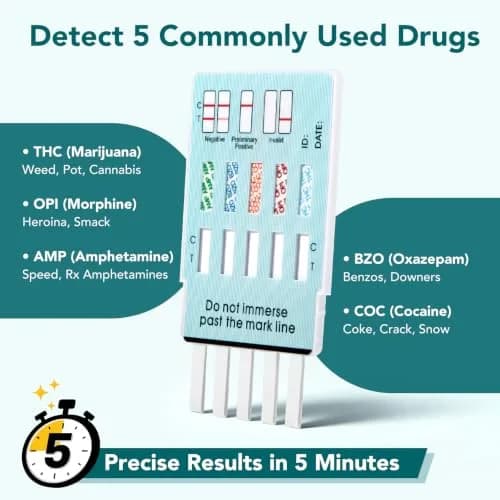Easy@Home 5 Panel Urine Drug Test Kit | Detects THC, Cocaine, Opiates, AMP, BZO thumbnail 4