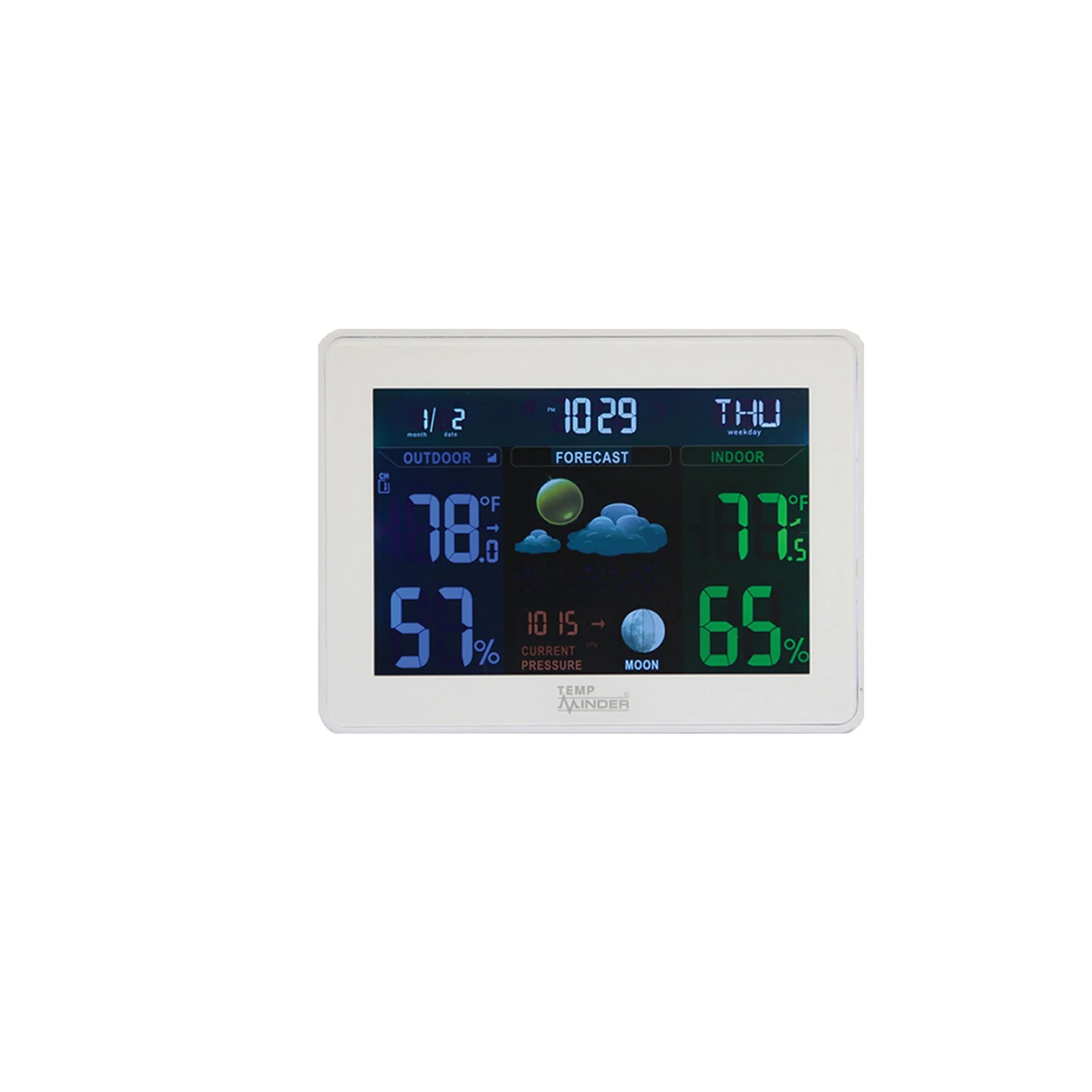 Valterra Weather Station Color LCD Indoor Outdoor Thermometer | Atomic Clock & Remote Sensors