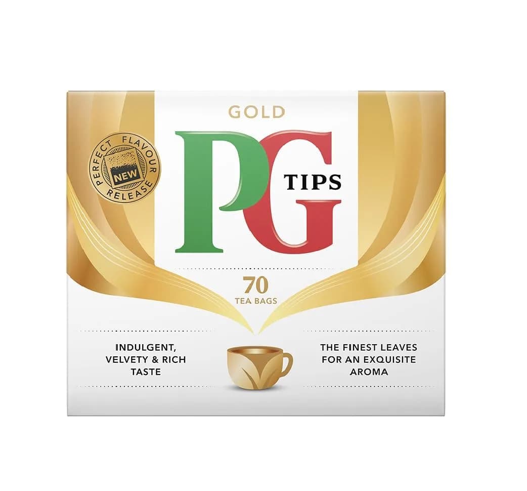 PG Tips Gold 70s (Non-Pyramid) Teabags | Citrusy Rich Flavor, 70 Count (Pack of 6)