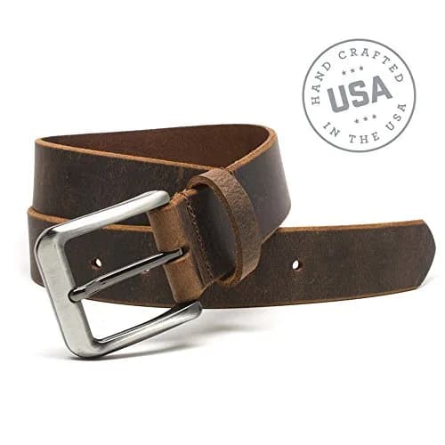 Nickel Smart Roan Mountain Brown Leather Belt - Distressed 42" | Nickel Free Full Grain Leather thumbnail 7
