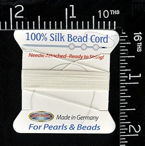 Bead Buddy Natural White Silk Cord Thread with Attached Needle 2m (6.56 ft) | Triple-Twisted for Strength thumbnail 4