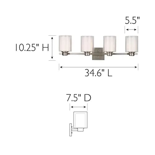 Design House Oslo 4-Light Vanity Light 10.25in Satin Nickel | Dimmable Bathroom Fixture thumbnail 2
