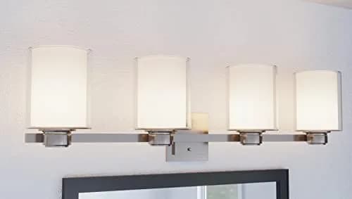 Design House Oslo 4-Light Vanity Light 10.25in Satin Nickel | Dimmable Bathroom Fixture thumbnail 3