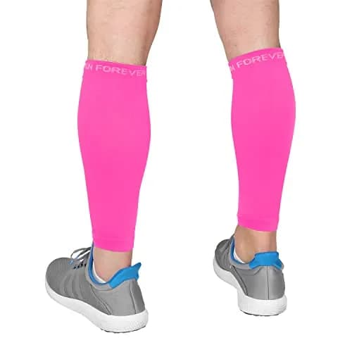 Run Forever Pink Medium Calf Compression Sleeve | 20-30mmHg Graduated Compression for Pain Relief & Recovery thumbnail 1