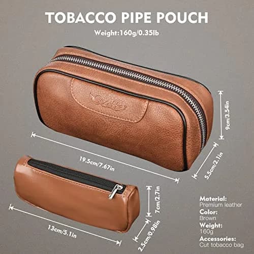 Scotte PU Leather Tobacco Pouch for 2 Pipes | Fashionable & Durable (195*105*55mm) thumbnail 3