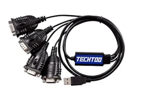TECHTOO 4-Port USB to RS232 Serial Adapter 1.2m (4 ft) | FTDI Chipset for Reliable Data Transfer thumbnail 1