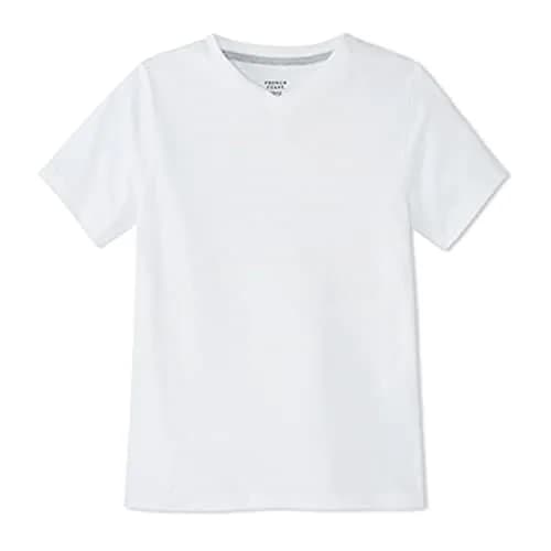 French Toast Boys' Short Sleeve V-Neck T-Shirt, White, 6-7 | Classic casual style for active boys thumbnail 1