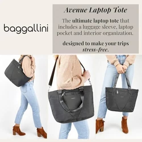 Baggallini Avenue Tote - 12x18 Laptop Tote Bag for Women, 31.6cm x 45.7cm x 13.2cm (12"H x 18"W x 5.5"D) | Water-Resistant Carry-On Bag thumbnail 3