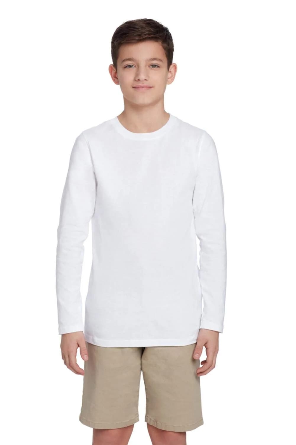 French Toast Boys' Big Long Sleeve Crewneck Tee T-Shirt, White, XL (14/16) | Versatile Cotton Casual for Big Kids