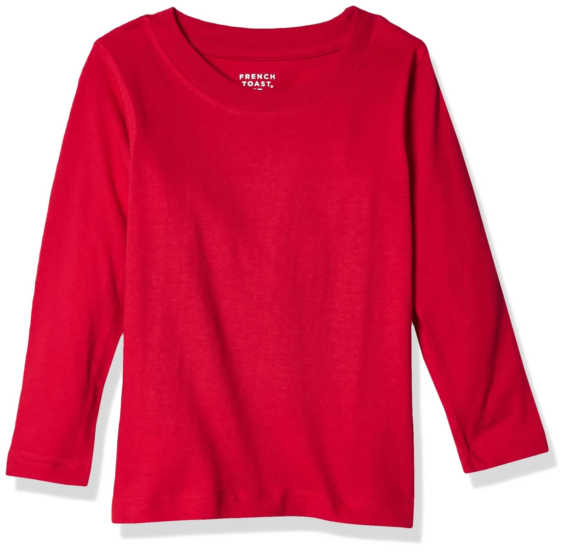 French Toast Big Boys' Basic Long Sleeve Crew Neck Tee, School Red, Large | Soft 100% Cotton, Versatile for School & Play - main product image