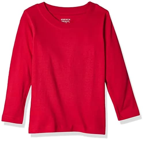 French Toast Big Boys' Basic Long Sleeve Crew Neck Tee, School Red, Large | Soft 100% Cotton, Versatile for School & Play thumbnail 1
