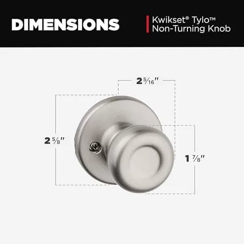 Kwikset Tylo Dummy Door Knob, Satin Nickel | Single-Sided Interior Push/Pull Handle for Closets, French Doors, Pantries thumbnail 6