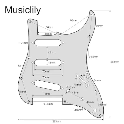 Musiclily Pro SSS 11-Hole Pickguard for Standard Strat Guitar 3Ply Cream | Perfect Fit for Fender & Squier thumbnail 2