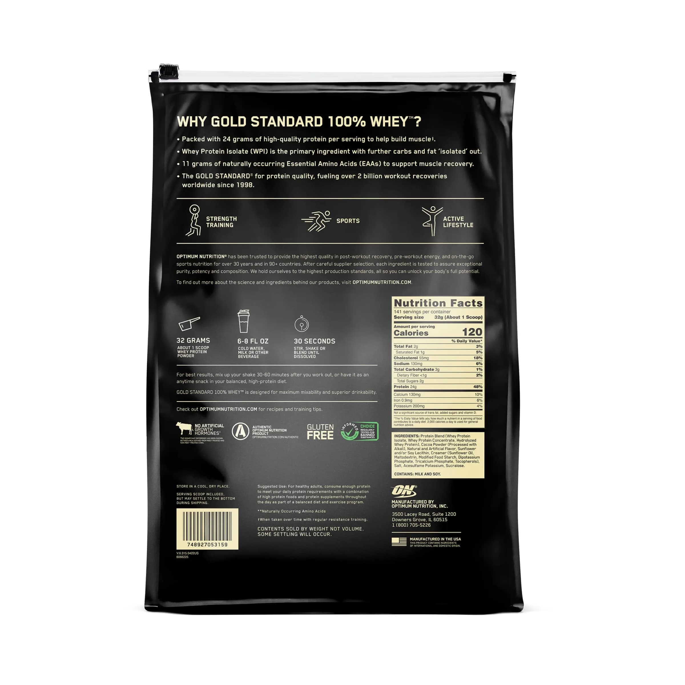 Optimum Nutrition Gold Standard 100% Whey Protein Powder, Extreme Milk Chocolate, 10lb (4.54kg) thumbnail 9